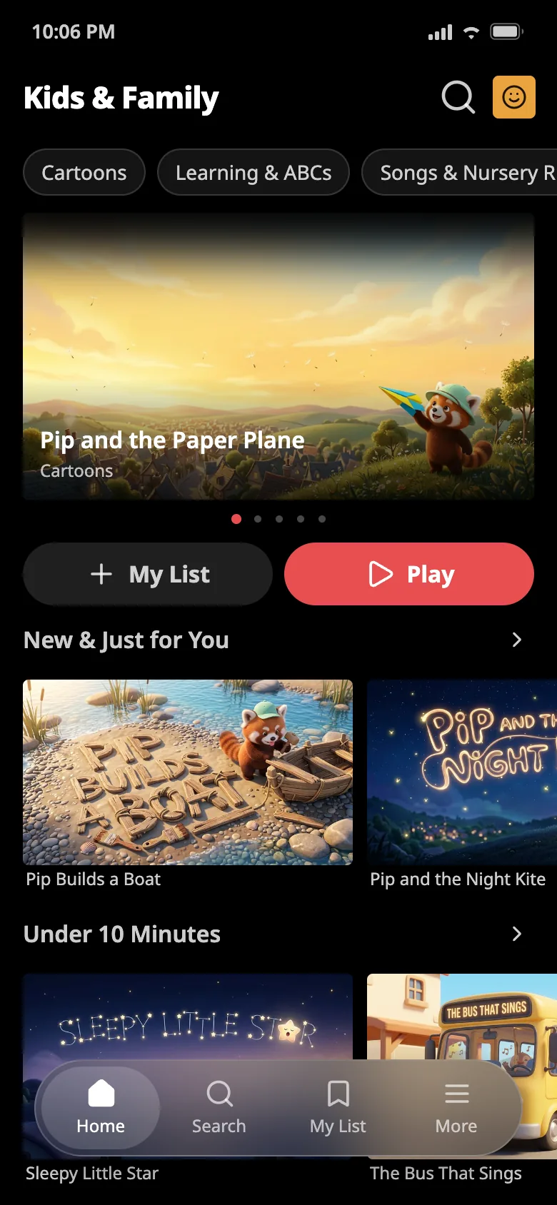 Kids app home